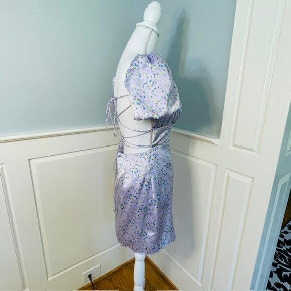 Zara Corset Back Puff Sleeve Satin Mini Dress Medium - Picture 6 of 8